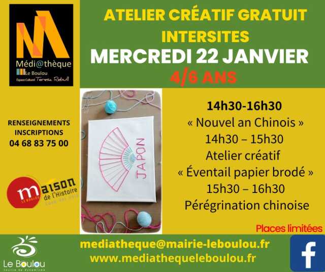 ATELIER CRÉATIF 4 /11 ANS  « NOUVEL AN CHINOIS »