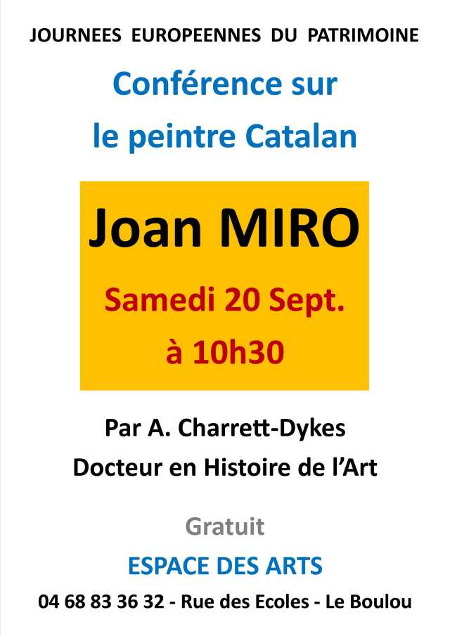 CONFERENCE SUR LE PEINTRE CATALAN JOAN MIRO