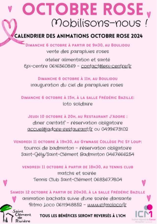 OCTOBRE ROSE À DE SAINT-CLÉMENT-DE-RIVIÈRE