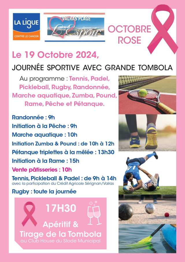 JOURNÉE SPORTIVE AVEC GRANDE TOMBOLA- OCTOBRE ROSE- VALRAS PLAGE