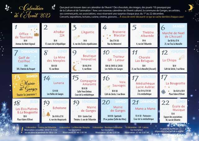 LE CALENDRIER DE L'AVENT DE GANGES