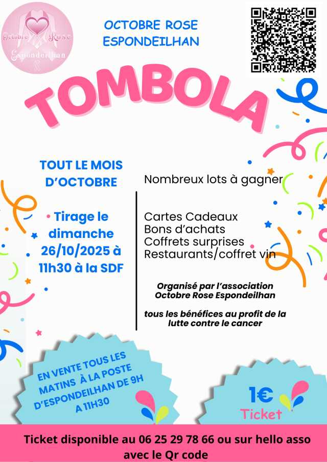 TIRAGE DE LA TOMBOLA OCTOBRE ROSE