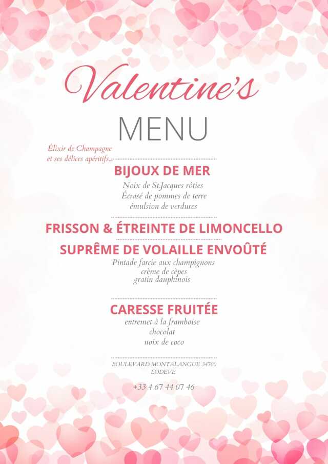 MENU DE SAINT-VALENTIN À L'HÔTEL DE LA PAIX