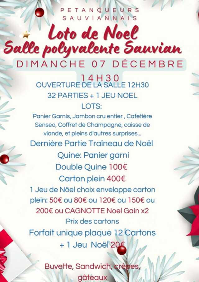 LOTO DE NOËL DES PÉTANQUEURS SAUVIANNAIS