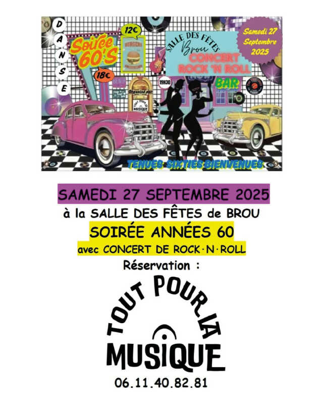 Soirée années 60 avec concert rock'n roll