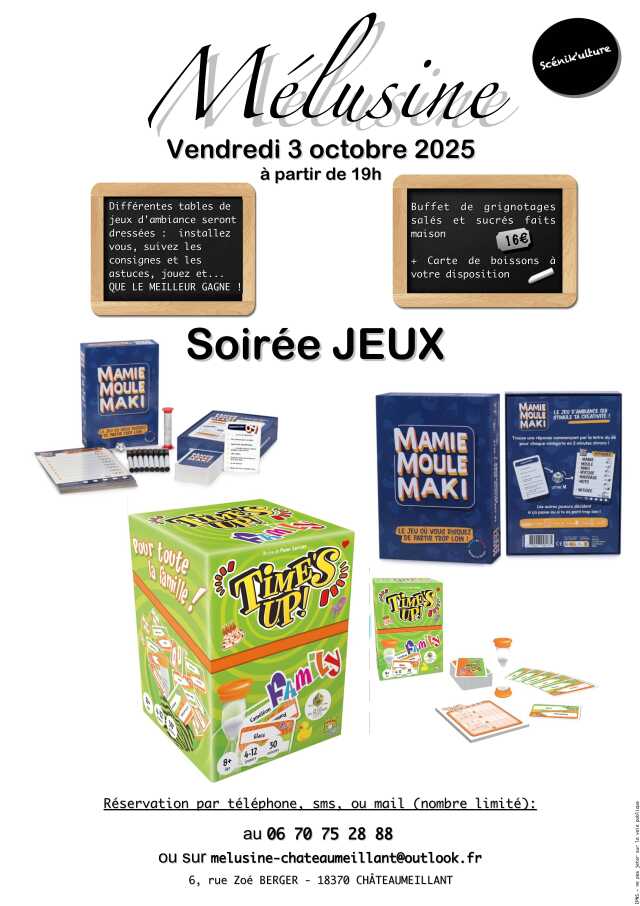 Soirée jeux chez Mélusine
