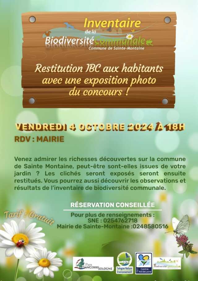 Restitution de l'Inventaire de la Biodiversité Communale et exposition photos