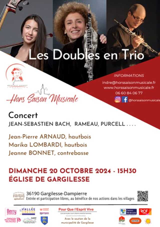 Hors saison musicale à l'Indre : concert Des Doubles en Trio