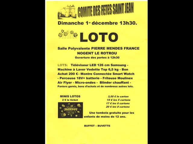 Loto du Comité des Fêtes de Saint-Jean (Plateau)