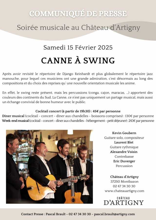 Soirée Musicale au Château d'Artigny : Canne à Swing