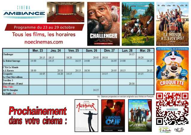 Programme cinéma du 23 au 29 octobre