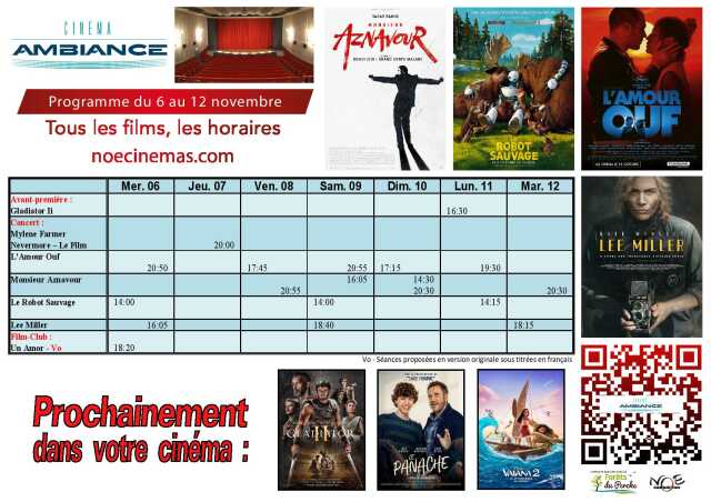 Programme cinéma du 6 au 12 novembre