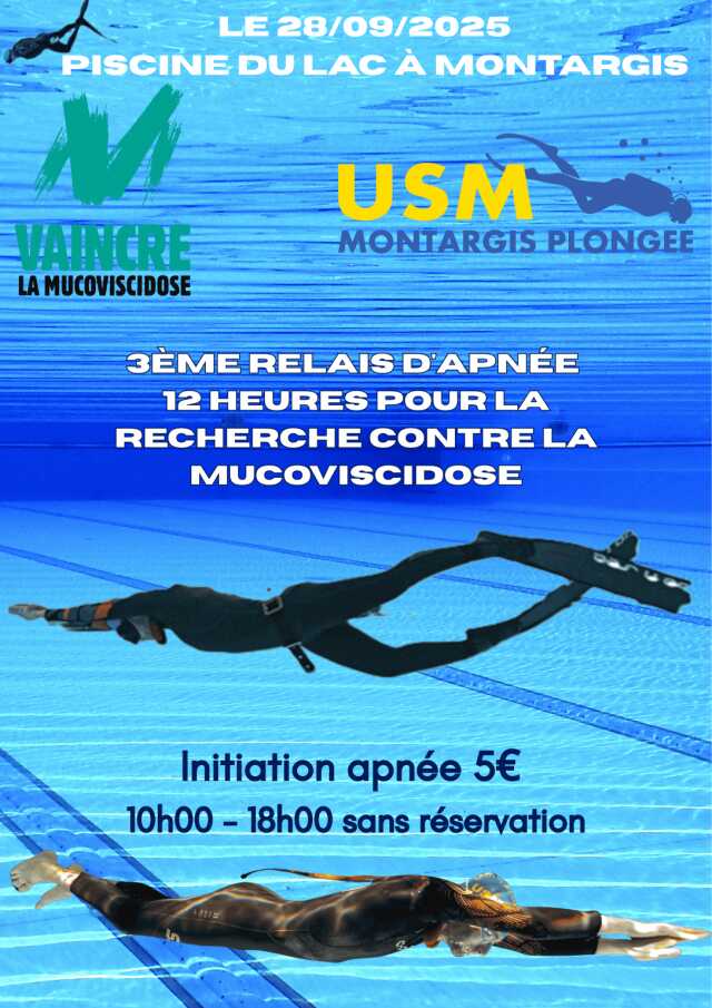 3ème relais d'apnée - 12 heures pour la recherche contre la mucoviscidose