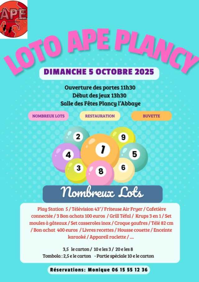 Loto APE à Plancy l'Abbaye