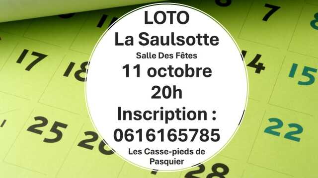 Loto à la salle des fêtes de la Saulsotte