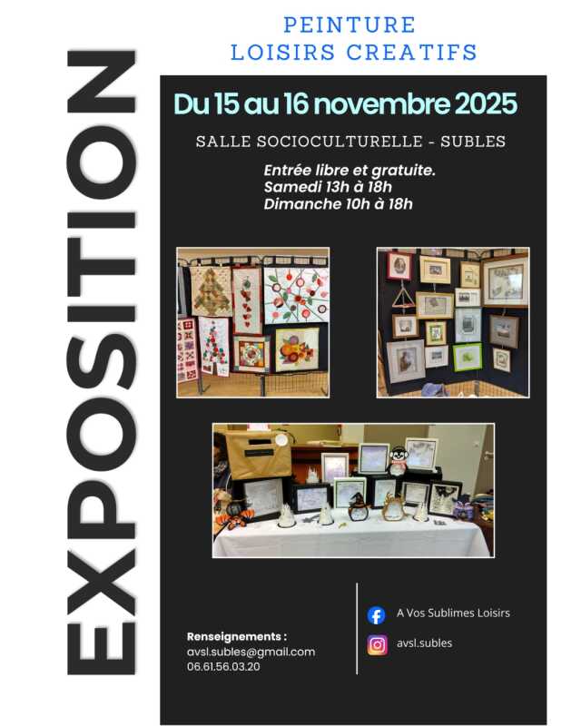 EXPOSITION DE PEINTURE ET ARTS CREATIFS A SUBLES