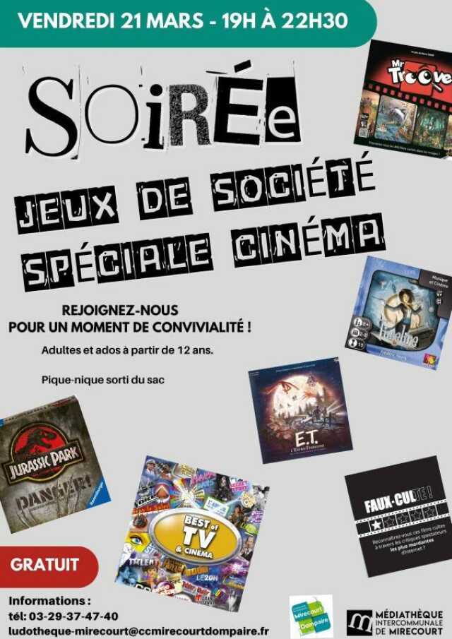 SOIRÉE JEU DE SOCIÉTÉ - SOIRÉE SPÉCIALE CINÉMA