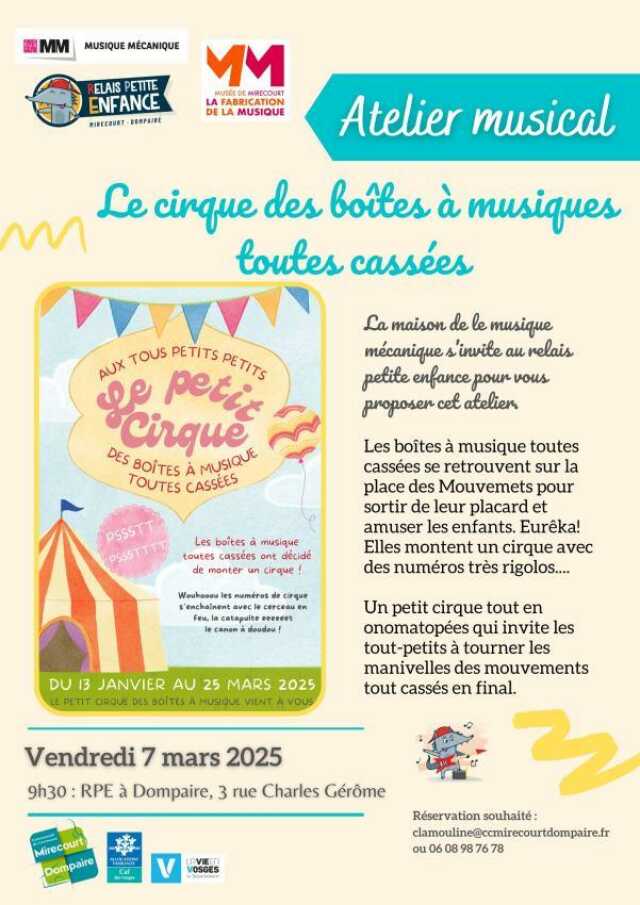 ATELIER MUSICAL - LE CIRQUE DES BOÎTES À MUSIQUES TOUTES CASSÉES