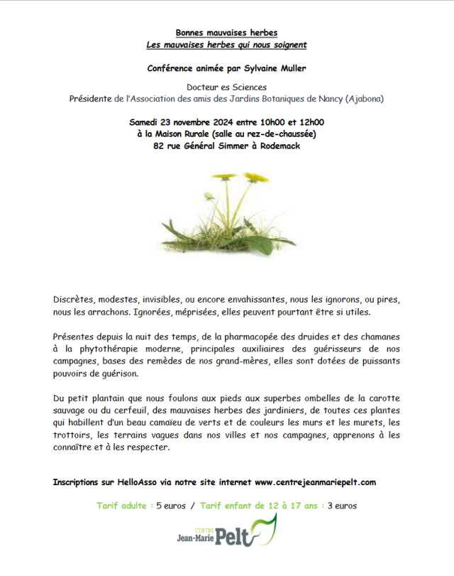 CONFÉRENCE - LES MAUVAISES HERBES QUI NOUS SOIGNENT