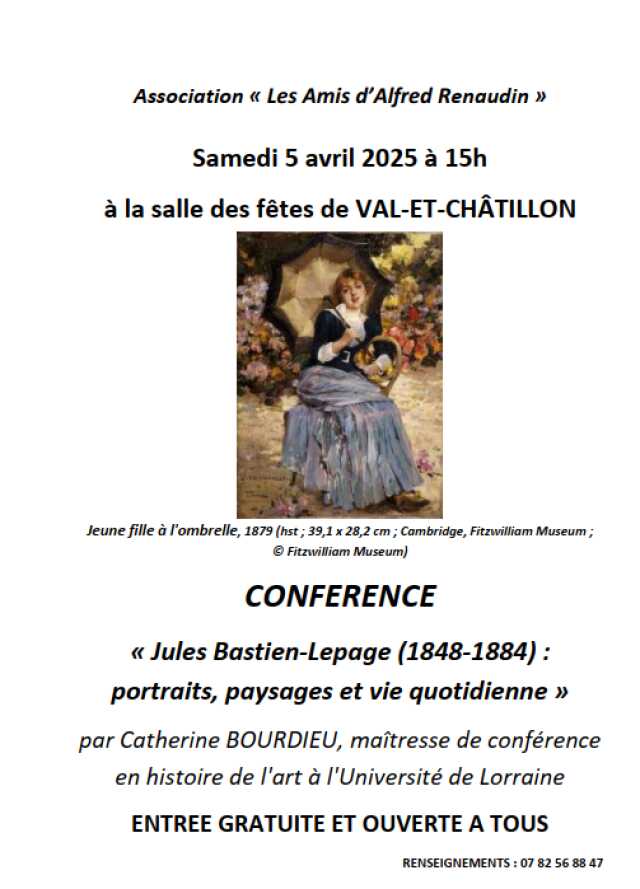 CONFÉRENCE JULES BASTIEN-LEPAGE - PORTRAITS - PAYSAGES ET VIE QUOTIDIENNE