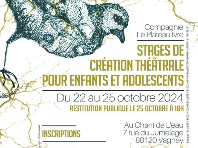 STAGE DE CRÉATION THÉÂTRALE POUR ENFANTS ET ADOLESCENTS