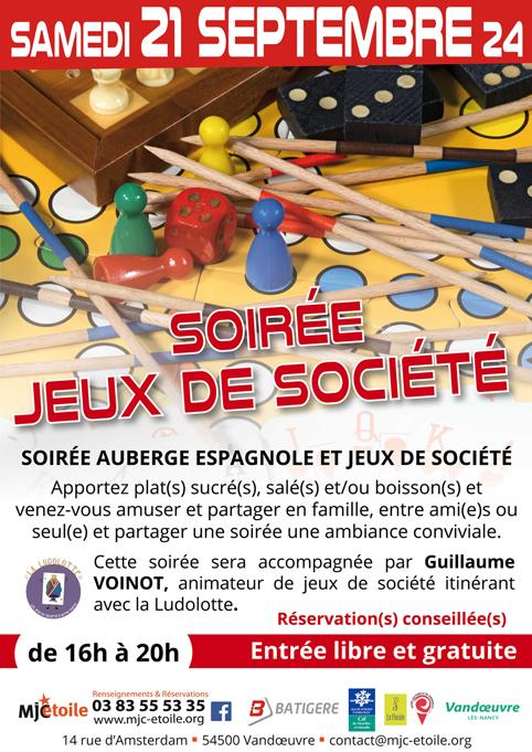 SOIRÉE AUBERGE ESPAGNOLE ET JEUX DE SOCIÉTÉ