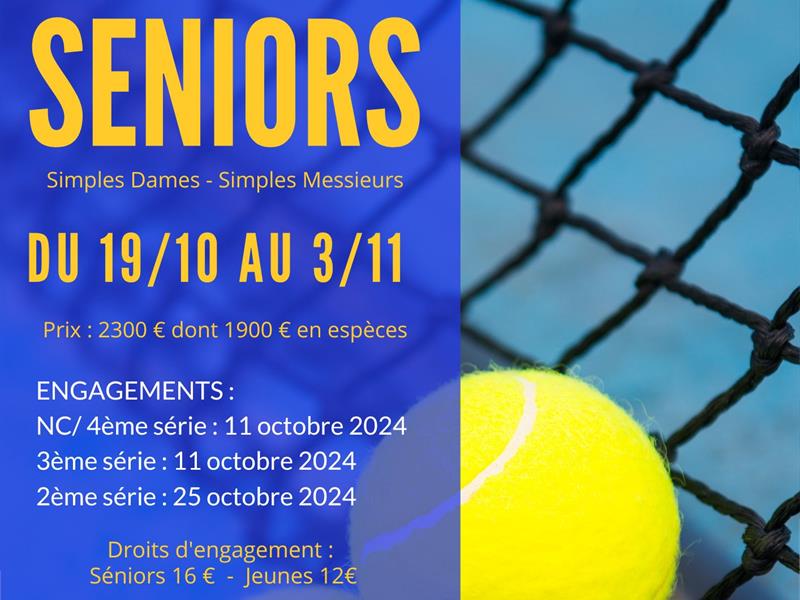 TOURNOI SÉNIORS DE TENNIS