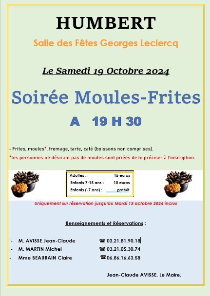 Soirée Moules-Frites à Humbert