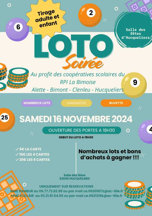 Soirée loto - RPI la bimoise