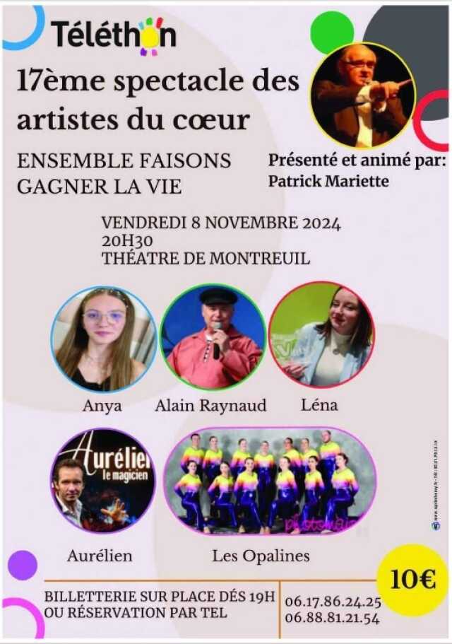 Téléthon : 17e Spectacle des Artistes du Cœur - Théâtre de Montreuil