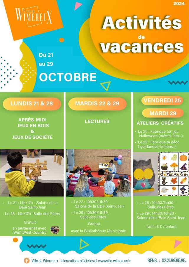 Activités vacances scolaires