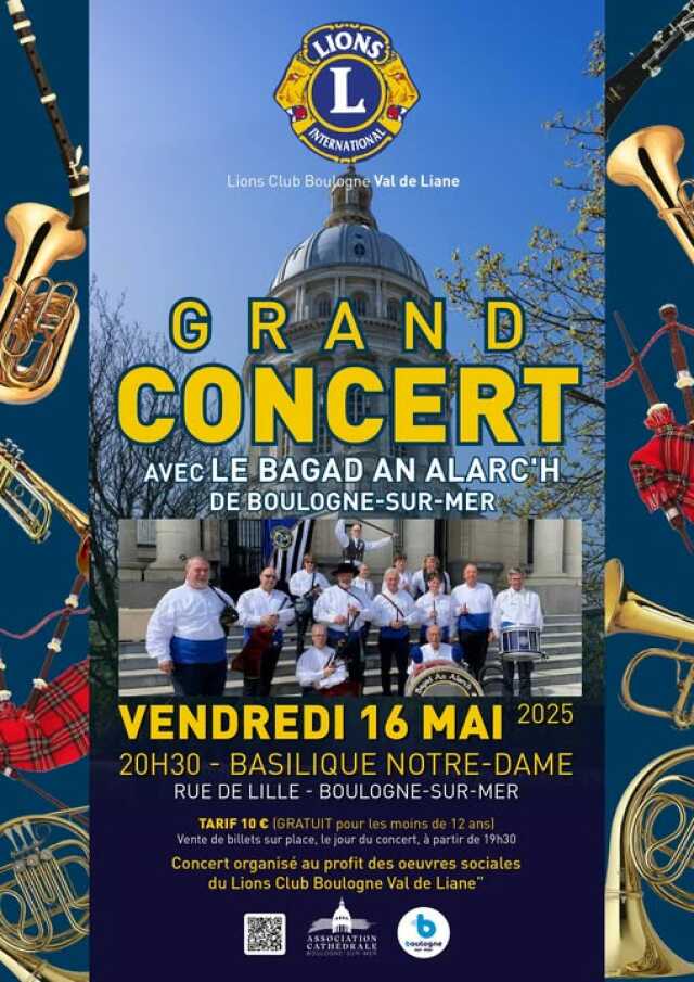 Le Grand Concert du Lions Club Boulogne Val de Liane, avec le Bagad An Alarc'h de Boulogne-sur-Mer